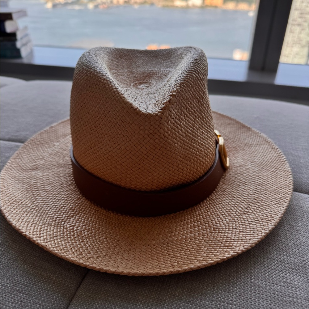 Valentino Tan Straw Hat with Brown Interior
